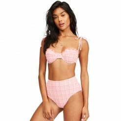 Billabong Pink Tide Ruffle Underwire Bikini Top Womens