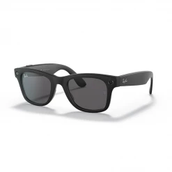 RW4002 Ray-Ban Stories Wayfarer Sunglasses In Matte Black W/ Dark Grey