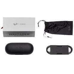RW4002 Ray-Ban Stories Wayfarer Sunglasses In Matte Black W/ Dark Grey