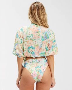 Billabong Too Cute Puff Sleeve Crop Top Womens