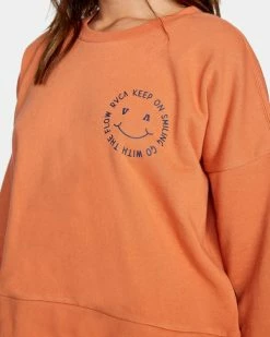 RVCA Keep Smiling Crewneck Sweatshirt Womens 9 RVCA Keep Smiling Crewneck Sweatshirt Womens