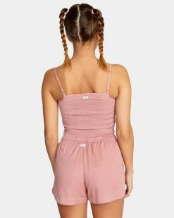 RVCA Revival Smocked Crop Top Womens