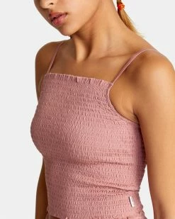 RVCA Revival Smocked Crop Top Womens