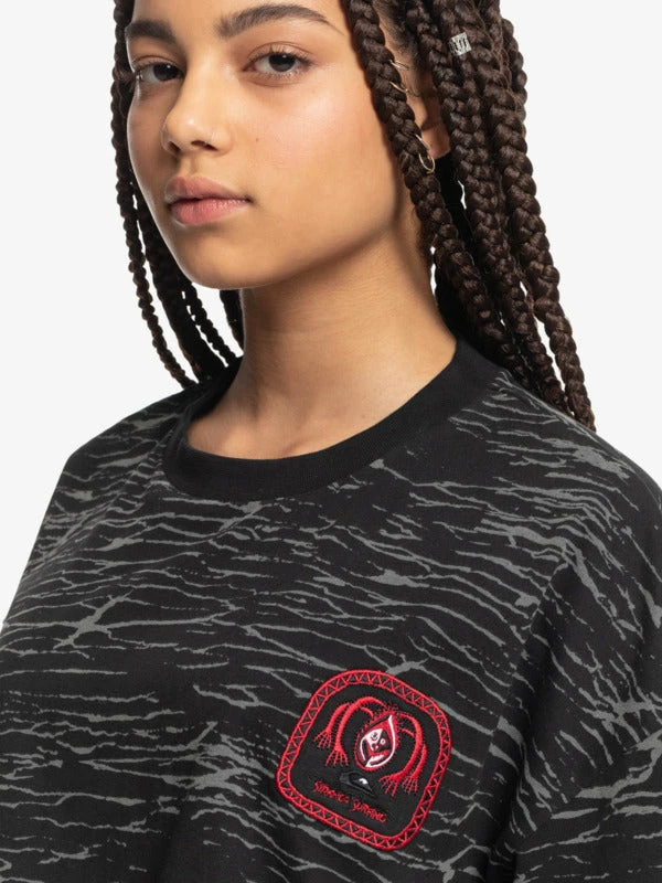 Womens Stranger Things X Quiksilver Upside Down Maxi Cropped S/S Tee 5 Womens Stranger Things X Quiksilver Upside Down Maxi Cropped S/S Tee
