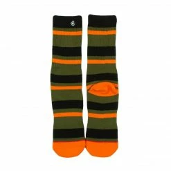 Jack's Surfboards Mens Socks-Green/Orange/Black Stripe