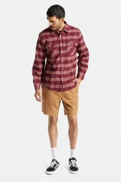 Brixton Mens Bowery Stretch L/S Crossover Flannel